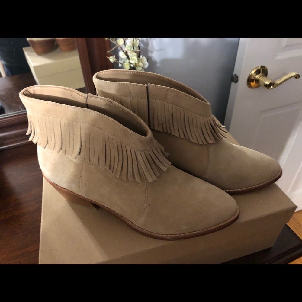 JOIE Makena booties with fringe in buff tan size 38/ 8